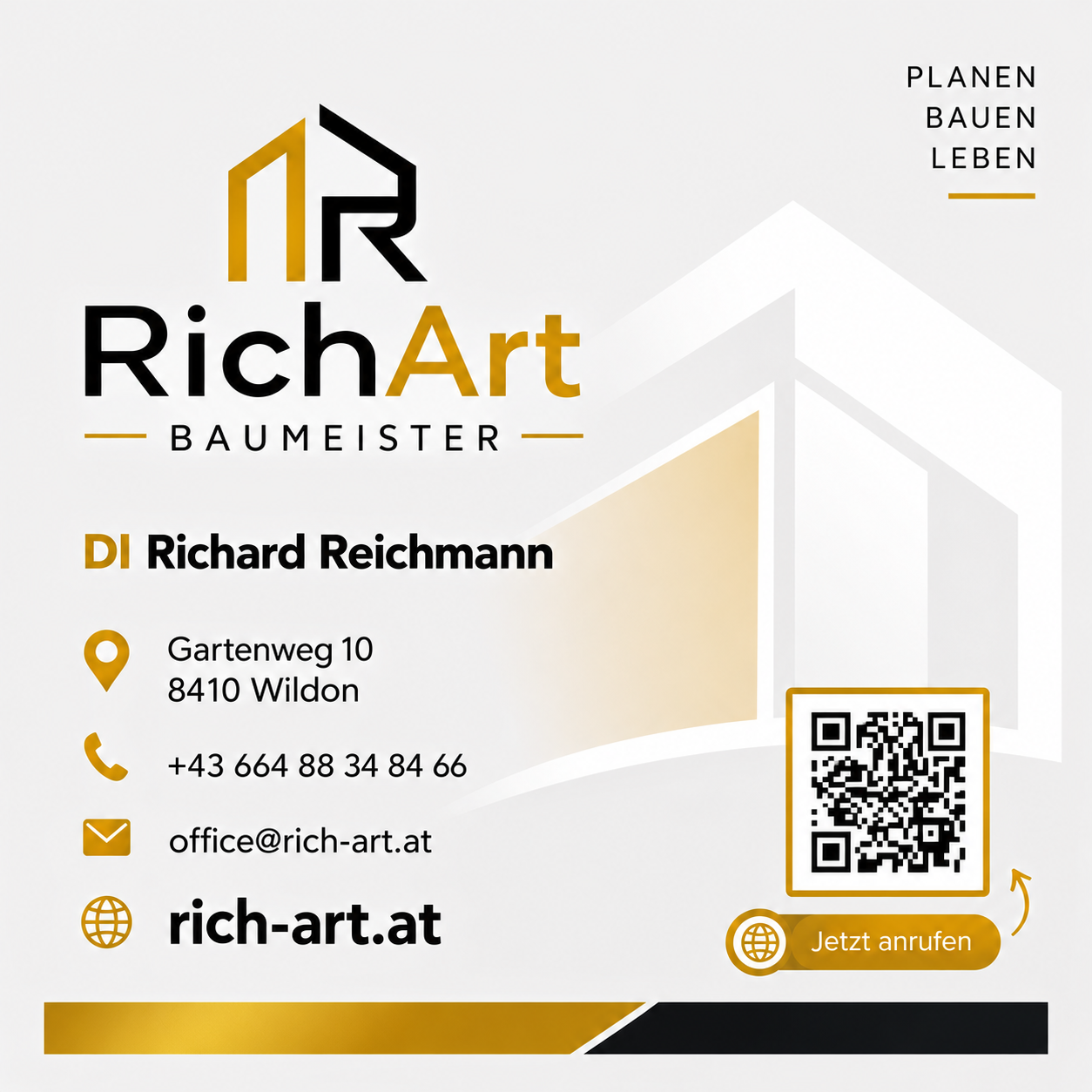 RichArt Baumeister Visitenkarte – DI Richard Reichmann